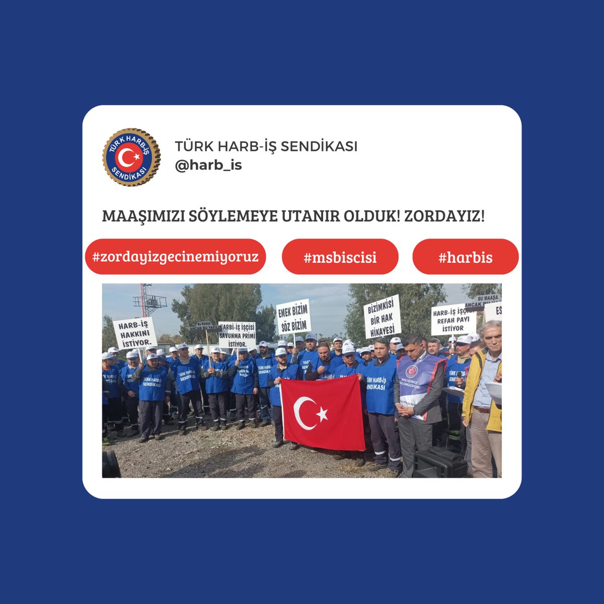 Maaşımızı söylemeye utanır olduk! Zordayız!

#zordayizgecinemiyoruz
<a href="/turkiskonf/">TÜRK-İŞ</a>