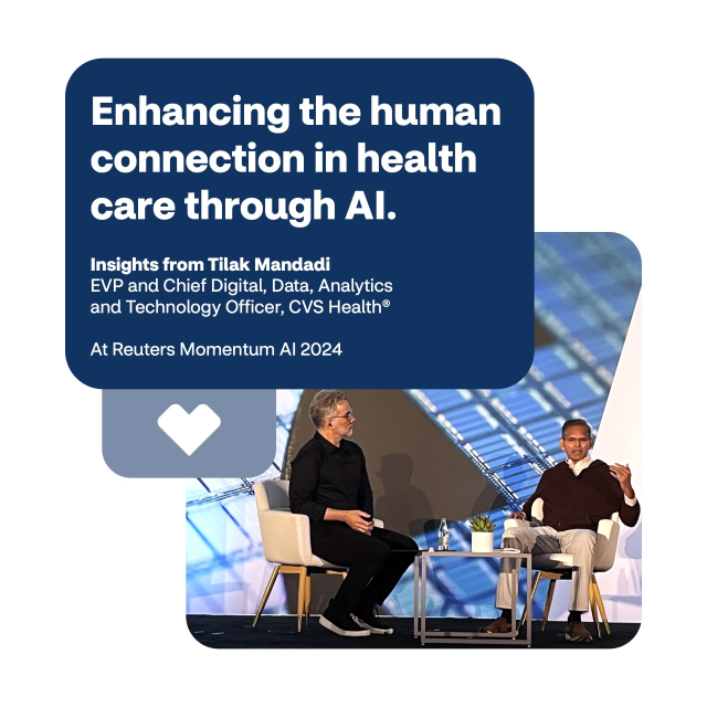 KaraSenese's tweet photo. Tilak Mandadi discusses how AI enhances the human connection in health care #TeamCVS https://t.co/mI0q3KL8yV