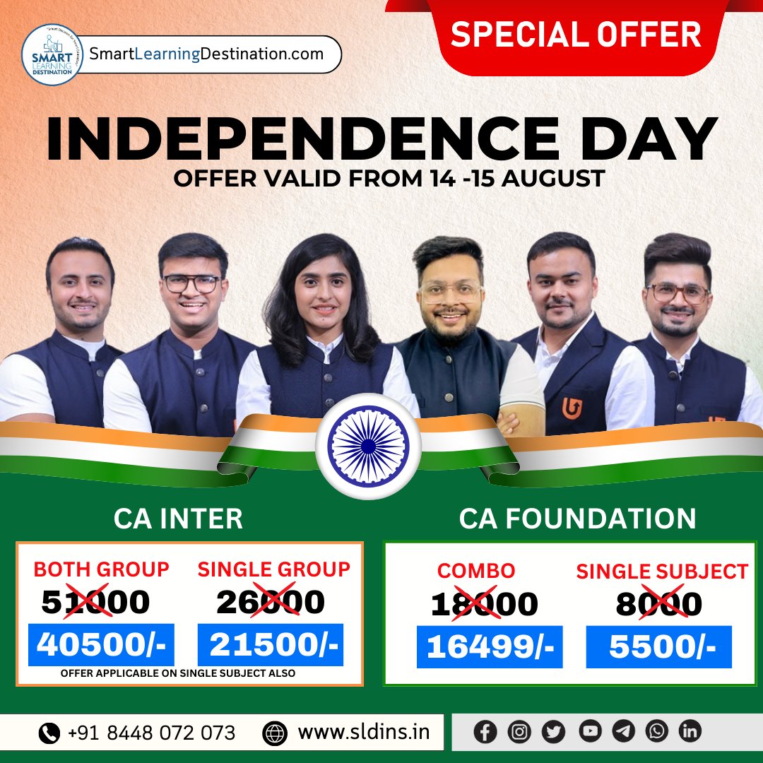 SLDINSLECTURE's tweet image. Independence Day Special offer
Offer Valid 14-15 August
☎️ Enquiry Call - 8448072073
| On-Time Free Delivery |
| Lowest Price |
| Genuine Product |
| Secure Payment |
| Best After Sell Support |
| Serving Since 2016 |
