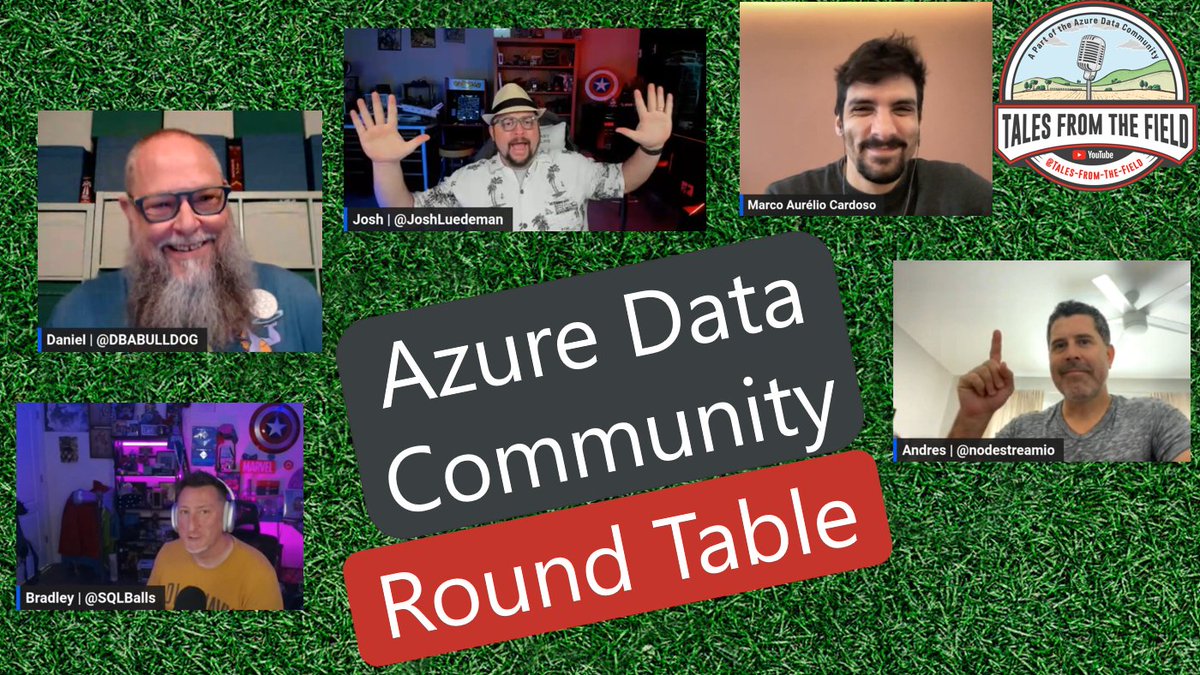 TalesftField's tweet image. Great #AzureDataCommunity Round table!  Featuring AMAZING content by: @imashish2604 @JohnMiner3  @PawarBI @AaronBertrand @LiorKamrat @iVarund !
Link: youtube.com/live/d6b-kRaxG…
cc @SQLBalls @joshluedeman @BradleySchacht @DBAbulldog  @neeraj_jhaveri @nodestreamio @macardoso95