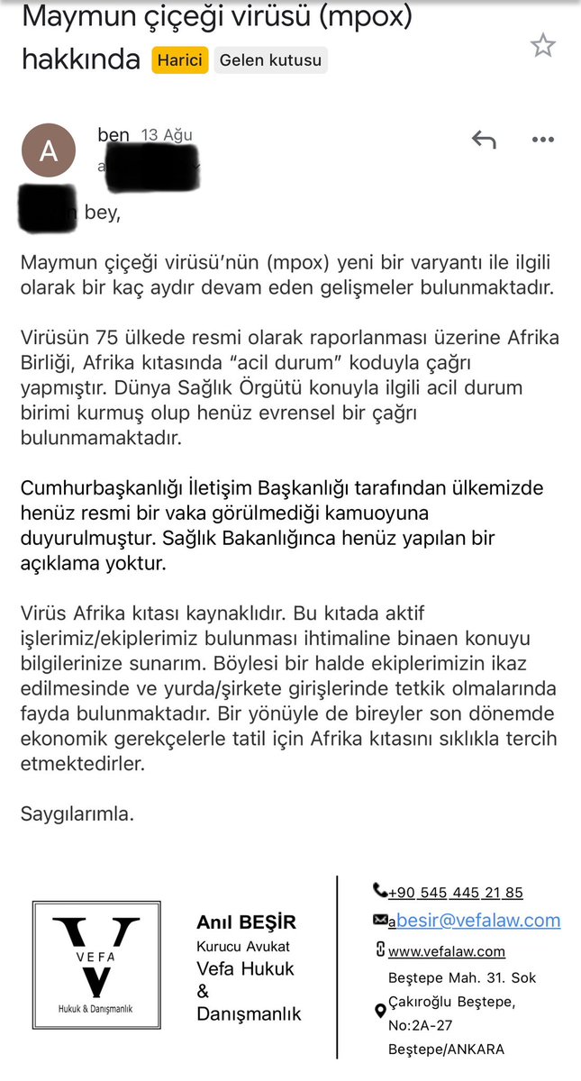 Anıl Beşir (@av_anilbesir) on Twitter photo Koca devlete, bir hukuk ofisinin müvekkili şirketlere gösterdiğinden fazla özen göstermek gerekmez mi? Bu özel ekiplerin anlık tespit edip kodladığı ve önlem aldığı konularda bile geride kalınmasını anlayamıyorum.
<a href="/saglikbakanligi/">T.C. Sağlık Bakanlığı</a> Koca devlete, bir hukuk ofisinin müvekkili şirketlere gösterdiğinden fazla özen göstermek gerekmez mi? Bu özel ekiplerin anlık tespit edip kodladığı ve önlem aldığı konularda bile geride kalınmasını anlayamıyorum.
<a href="/saglikbakanligi/">T.C. Sağlık Bakanlığı</a>