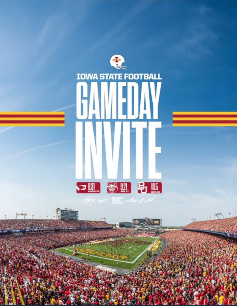 Thank you for the game day invite <a href="/TrentSlattenow/">Trent Slattenow</a> ! Excited to be in Ames soon! <a href="/CycloneFB/">Iowa State Football</a> <a href="/CycloneATH/">Iowa State Athletics</a>