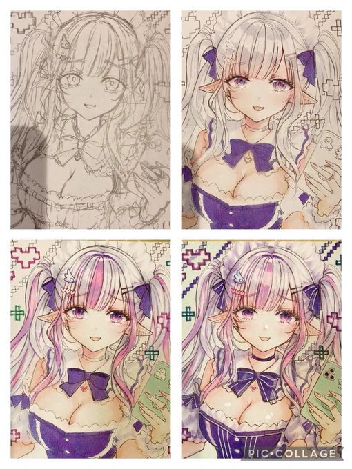 今日はいつもより大きいサイズのフルカラー色紙一枚仕上げましたᕦ(ò_óˇ)ᕤ⸝‍⋆♡˖ ࣪⊹ 