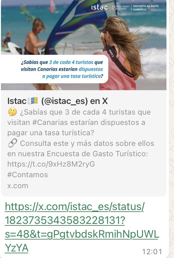 Y dos: aquí está el pantallazo del tuit principal de ayer, con dos entradas en un #hilo del <a href="/istac_es/">Istac🇮🇨</a>. Pero quizá a alguien no debió gustarle lo que ponía sobre la #ecotasa y mandó a reprimir la transparencia. <a href="/PresiCan/">Presidencia GobCan</a>,  @MDominguez_pp, <a href="/Ashotel/">Ashotel</a>, ¿se les ocurre quién pudo ser?