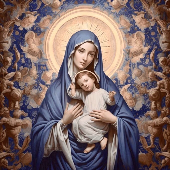 The Blessed Virgin was superior to any of the Angels in the fullness of grace, and as an indication of this the Angel showed reverence to her by saying: “Full of grace.” This is as if he said: “I show you reverence because you dost excel me in the fullness of grace.”