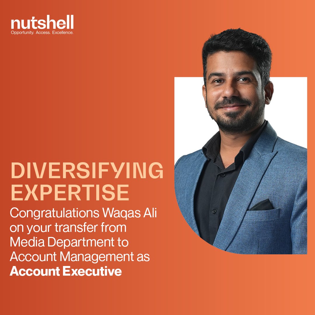 NutshellGroup's tweet photo. Nutshell is happy to announce that Waqas Ali from the Media Department, has now been transferred to Account Management as an Account Executive—a testament to the abundant growth opportunities within our company.

#NutshellGroup #TeamPromotion #Congratulations #CareerGrowth https://t.co/Y8AAWOCHVr