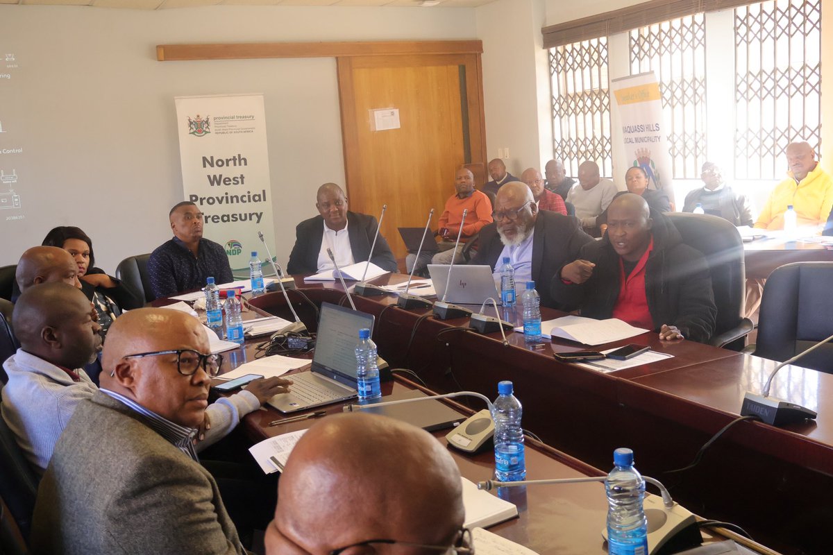 NWPTreasury's tweet photo. The roadshow of municipalities has commenced. The MEC for Finance, Kenetswe Mosenogi and the MEC for Coghsta, Gaoage Oageng Molapisi, with the support of SALGA  collaboratively engaged  with Maquassi Hills Local Municipality Council. 

#OneOnOneSession
#LetsGrowNorthWestTogether https://t.co/RevfQuWQ1g
