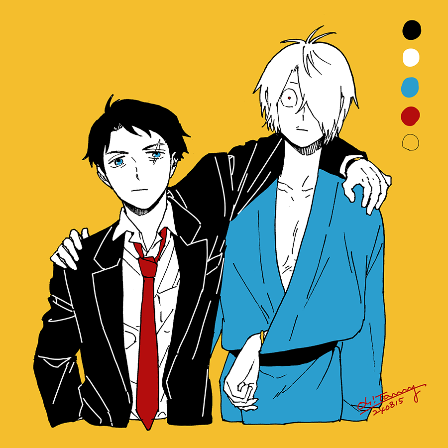 「肩抱き父水 」|おおとみのイラスト
