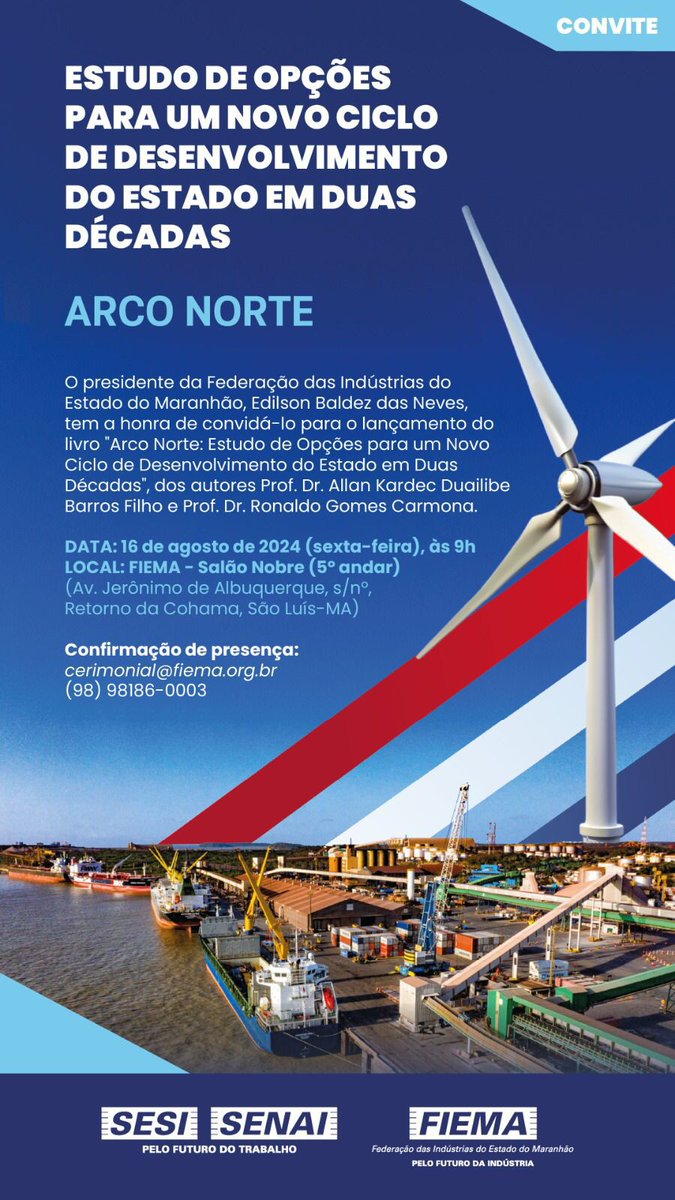Lançamento de nosso livro sobre o futuro do Maranhão no Arco Norte.

Todos convidados!