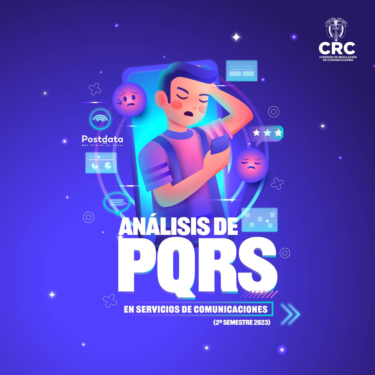 CRCCol's tweet photo. La @CRCCol presenta los resultados del #DataFlash que analiza las peticiones, quejas, reclamos y solicitudes realizadas por los usuarios de servicios de comunicaciones y postales en Colombia. https://t.co/ZVIO5SyJ0L https://t.co/lblXMLmItW