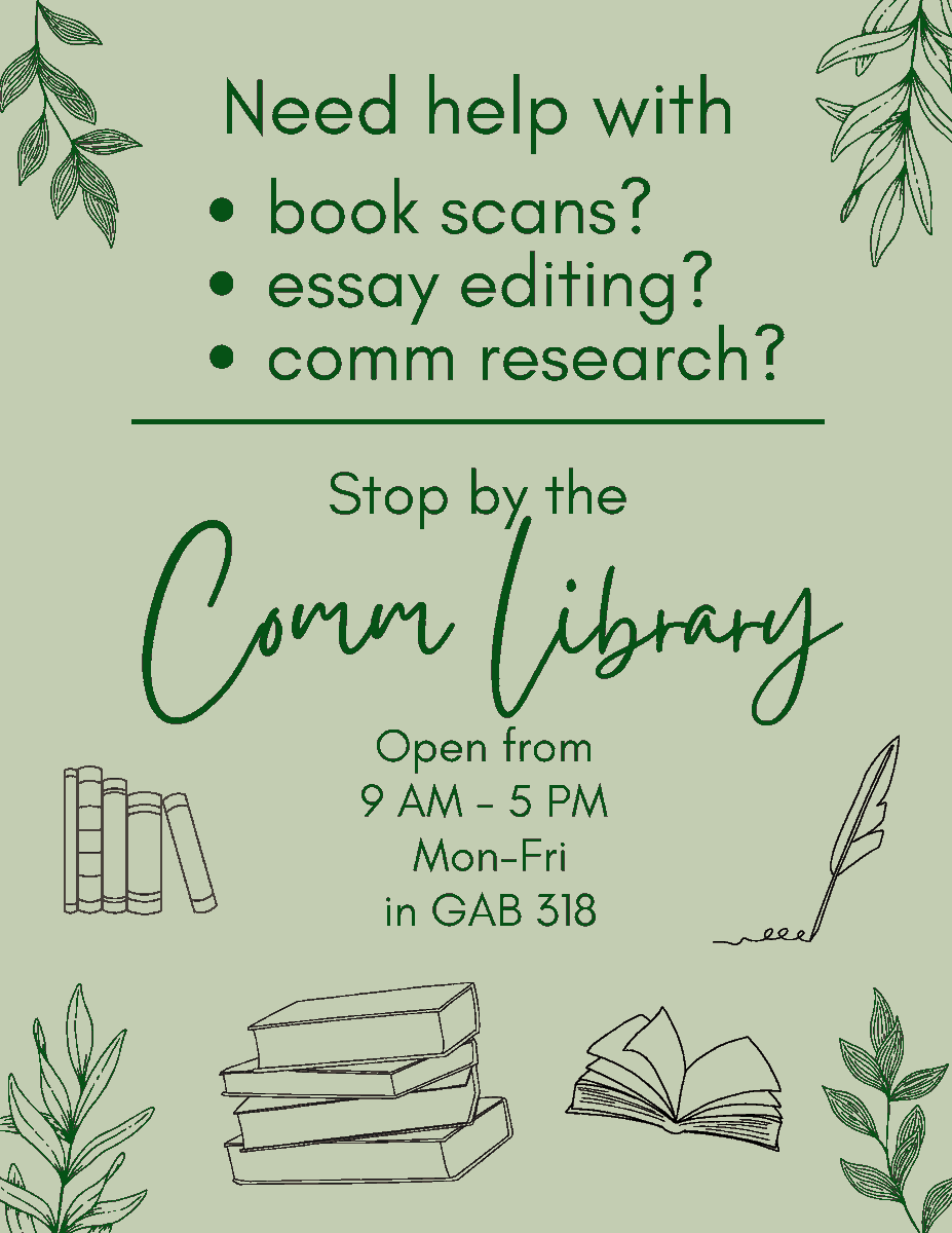 UNTComm's tweet photo. We're so excited to see everyone again this fall! If you need a book for your COMM class, assistance with editing your next essay, or just a quiet place to study, stop by the COMM Library. Come join us from 9 AM to 5 PM Monday through Friday in GAB 318! https://t.co/NktZX78lUB