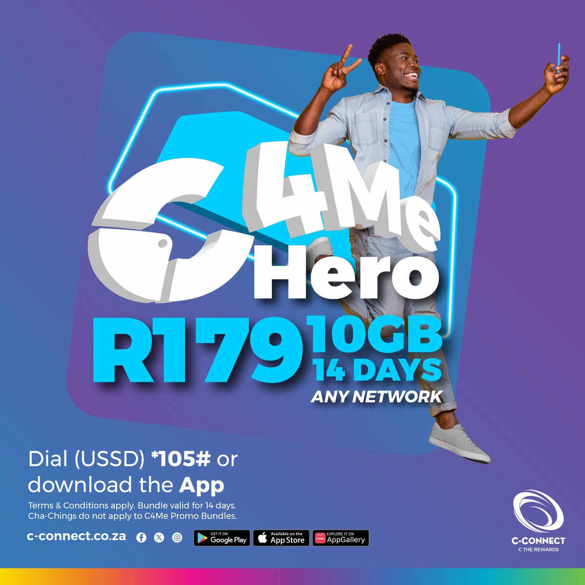cconnectza's tweet photo. Connect more and spend less with our exclusive C4Me Bundles!

We’ve got you covered at unbeatable deals from as little as R29 all the way to R179.

Dial *105# or Download our app now to take your pick now!

C-CONNECT C THE REWARDS

#CConnect #ChaChingRewards #C4MEBundles https://t.co/q1h33osO5F
