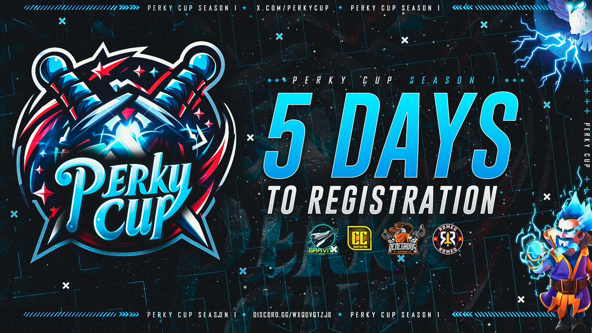 5 days remain until registration opens for Perky Cup S1!

The clock is ticking down... Reserve your spot by joining our discord server down below! 🔥

discord.gg/perkycup

#PerkyCup | #ClashEsports | #ClashofClans