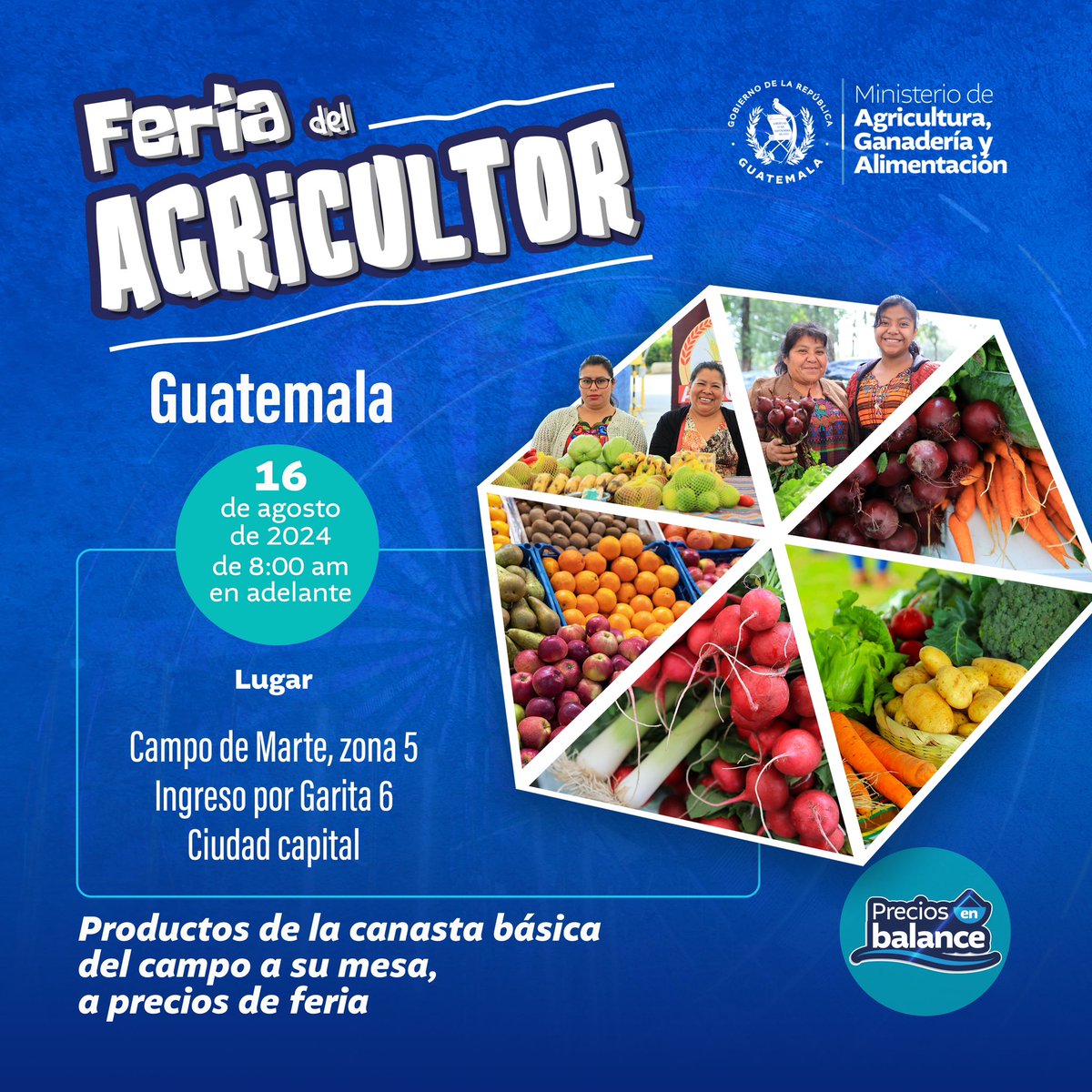 ¡Próximamente en el 𝐂𝐚𝐦𝐩𝐨 𝐝𝐞 𝐌𝐚𝐫𝐭𝐞!

Les invitamos a la #FeriadelAgricultor el próximo viernes 16 de agosto, donde podrán encontrar una gran variedad de verduras y frutas frescas a precios justos. 🌽🍉🥕

#MAGASaleAdelante
#GuatemalaSaleAdelante