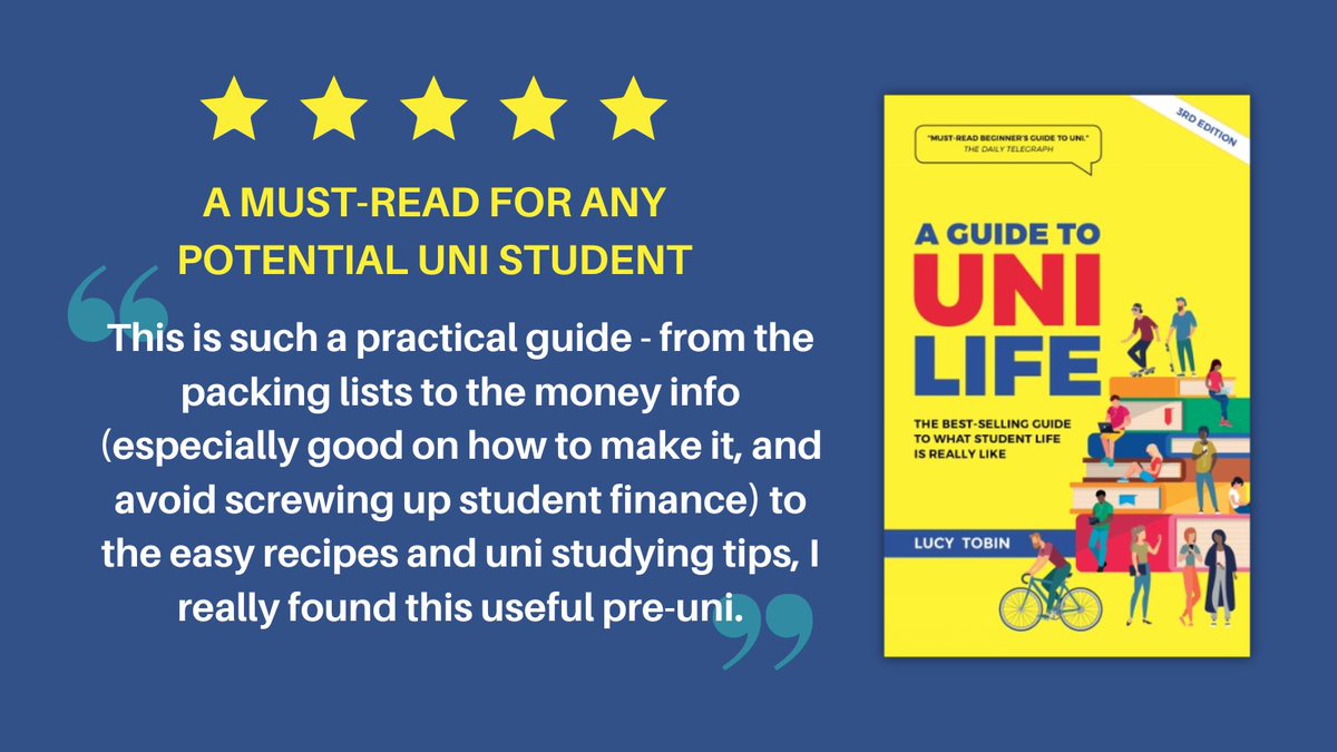 Get uni-ready with 'A Guide to Uni Life'! Get advice on:
💸budgeting
🍜cooking
🎒 packing essentials 
💃and making the most of #FreshersWeek!

Buy now: amazon.co.uk/Guide-Uni-Life…

#UniLife #StudentLife #ResultsDay 
<a href="/lucytobin/">Lucy Tobin</a> <a href="/thestudentroom/">The Student Room 👩‍🎓</a>