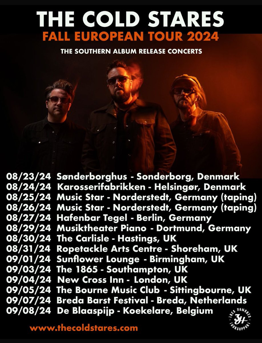 European and UK tour starts in just days. Grab your tickets and join us!
Germany, Belgium, Netherlands, Denmark, UK. #thecoldstares @treshombrestoursupport @intrepidartists @mascot_records