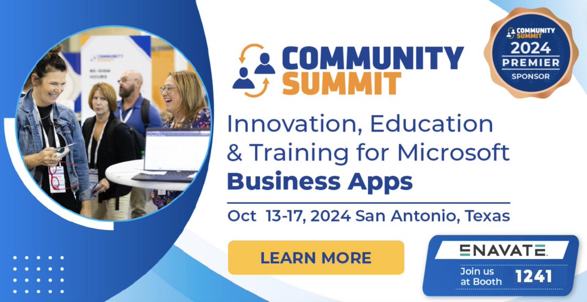 Join us at the largest independent innovation, education, and training event for Microsoft Business Applications, happening in San Antonio, TX from October 13-17th!

Grab your all-access pass using code Enav10 at summitna.com to save 10%! 🎟️