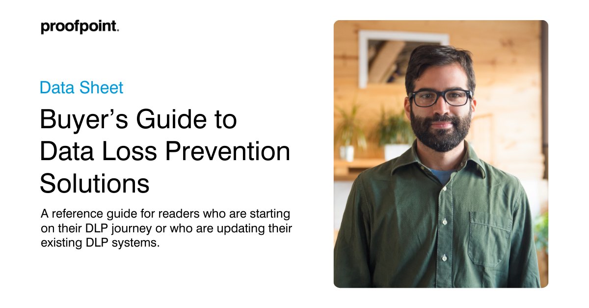 proofpoint's tweet image. In the market for a new #datalossprevention solution?

This buyer&apos;s guide highlights the most important capabilities for a modern #informationprotection solution. ow.ly/rlRl50SY4ry
