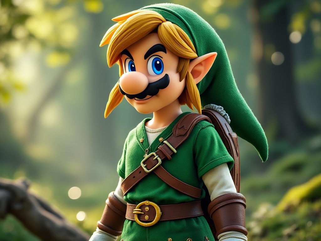 Pedi pro Grok fazer um Mario vestido de Link de Ocarina of Time. MEDO😅