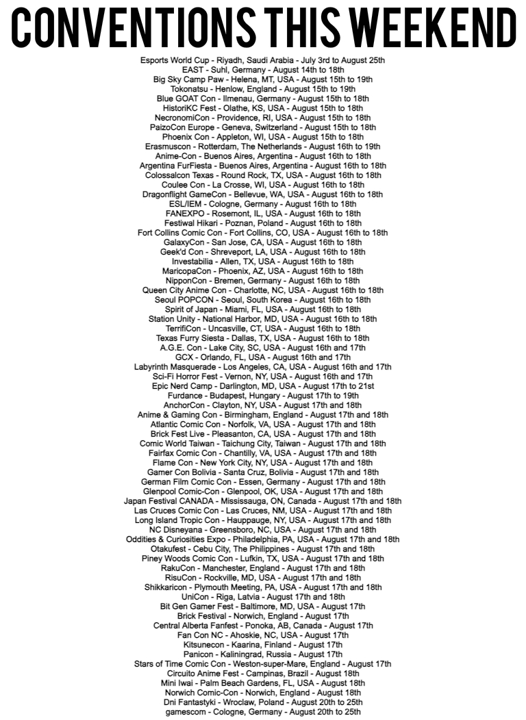 GlobalFanCons's tweet photo. 69 Conventions this weekend in ๐ธ๐ฆ๐ฉ๐ช๐บ๐ธ๐ด๓ ง๓ ข๓ ฅ๓ ฎ๓ ง๓ ฟ๐จ๐ญ๐ณ๐ฑ๐ฆ๐ท๐ต๐ฑ๐ฐ๐ท๐ญ๐บ๐น๐ผ๐ง๐ด๐จ๐ฆ๐ต๐ญ๐ฑ๐ป๐ซ๐ฎ๐ท๐บ๐ง๐ท
What will you be attending? #EsportsWorldCup #EAST12 #eurocon #AnimeConAR #ArFF2024 #ColossalConTexas #IEM #FANEXPOChicago #NipponCon2024 #QCAC2024 #์์ธํ์ฝ #StationUnity #TFS2024 #GCX #gamescom2024 (1/5) ~ LM https://t.co/Tyk6zT32mA