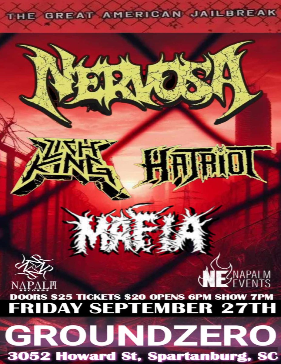 Fri Sept 27th Nervosa , Lich King , Hatriot , MAFIA at GZ