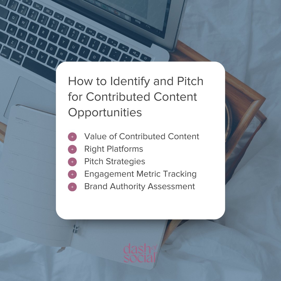 Whether you write a guest article, share a thought leadership piece, or be a guest on a podcast, contributed content gives you the opportunity to promote your company in front of a larger yet targeted audience.

Learn more: dashofsocial.com/expanding-your…