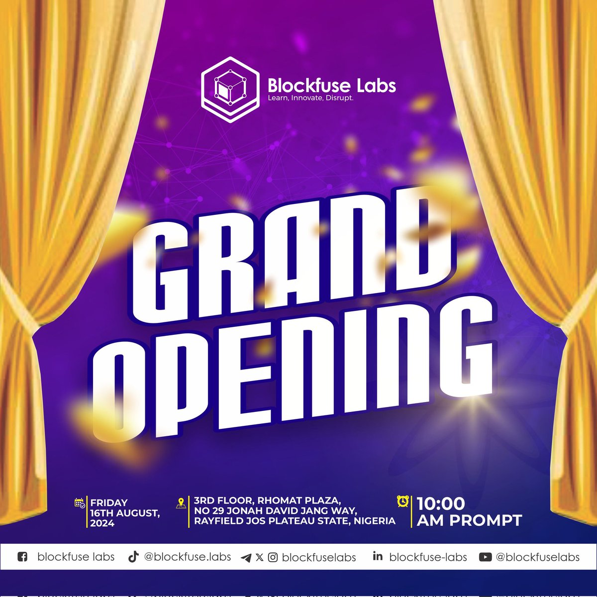 blockfuselabs's tweet image. Tomorrow na tomorrow! As e dey hot we no go let am cool. 😎
Join us at our Grand Opening ceremony. Refreshment  go surplus 🎑🎑.
#blockchain #neversettle #blockfuse #web3