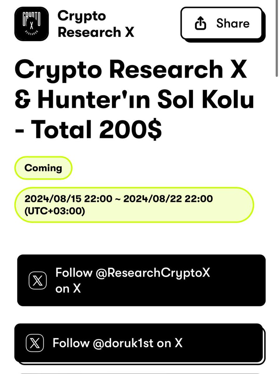 ResearchCryptoX's tweet photo. 🔥 @doruk1st ile birlikte sizler için harika bir etkinlik başlatıyoruz!

🎁 Toplam Ödül: 200$
💵 Toplam Kazanan: 20 kişi

✅Questn üzerindeki birkaç kolay sosyal medya görevini yerine getirerek etkinliğe katılabilirsiniz.

🔗https://t.co/5lTcXRyjpz 

 🙌 Tüm katılımcılara bol şanslar.