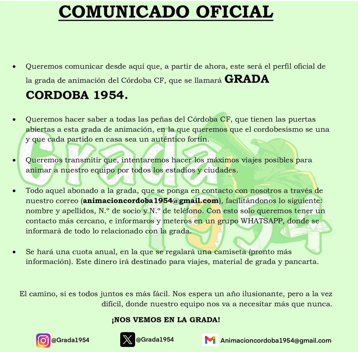 GRADA1954's tweet photo. ¡Comunicado Oficial! https://t.co/ozU2UEQTkN