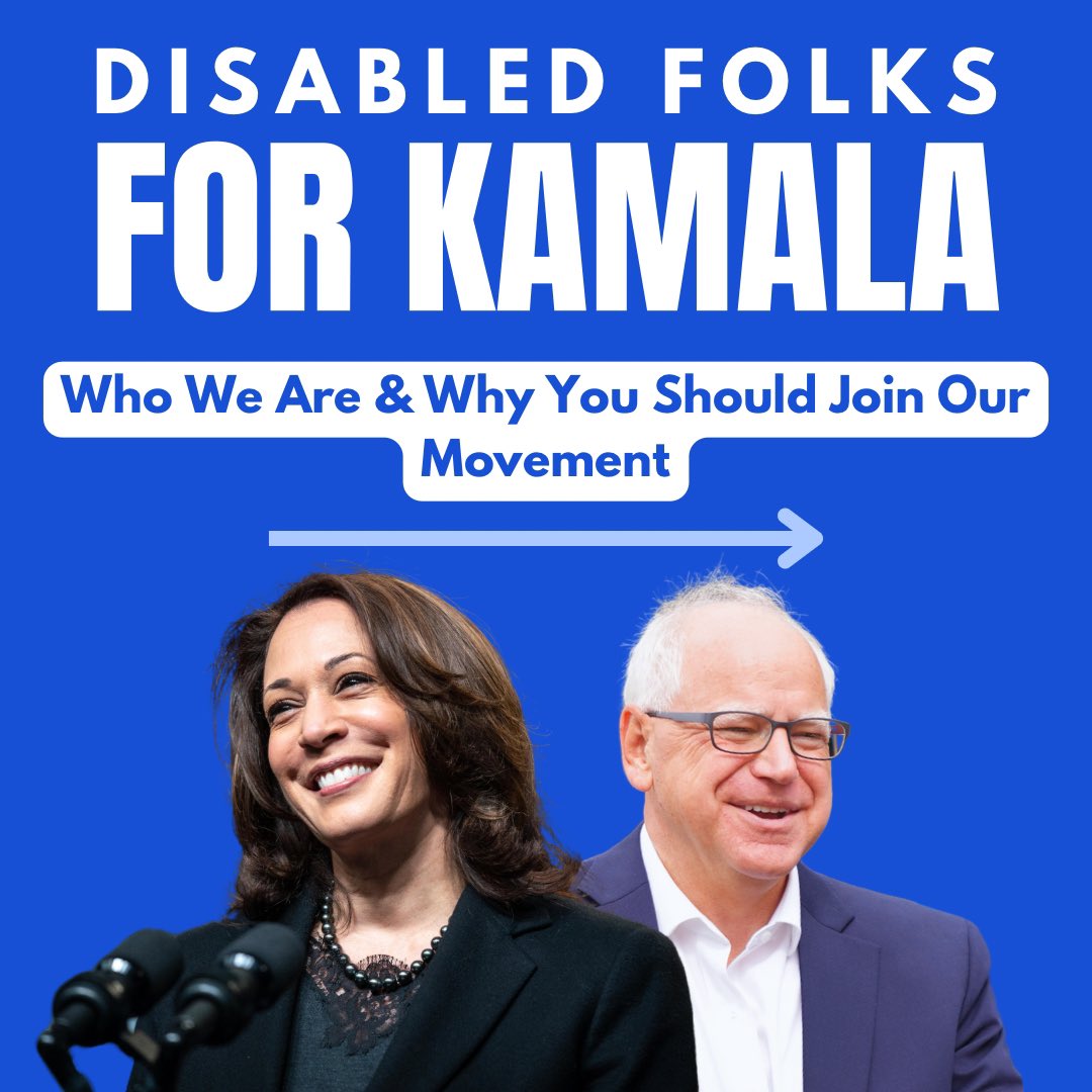🌴 Hey y'all! We’re Disabled Folks for Kamala, making sure disabled folks are front and center! ✨ Learn a bit about us and why you should join the movement! 🧵

#Disabled4Kamala #KamalaCaresForUs #DisCo

(1/4)