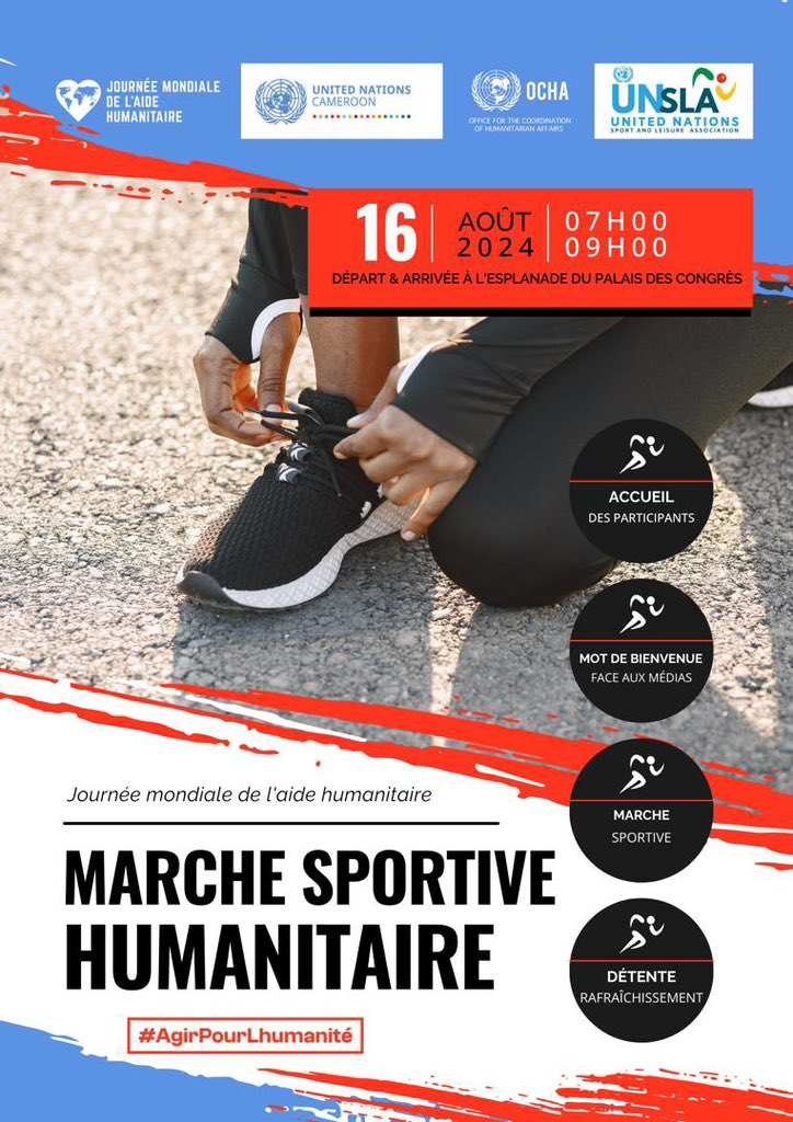beng_primus's tweet photo. Activities towards the World Humanitarian Day slated for August 19th begins with a Sport walk in Yaounde on August 16. #Act4Humanity. Humanitarian workers, equipments and vehicles should not be targeted during conflict.
@UN_Cameroon
@OCHAROWCA https://t.co/6WOXqEkpEl