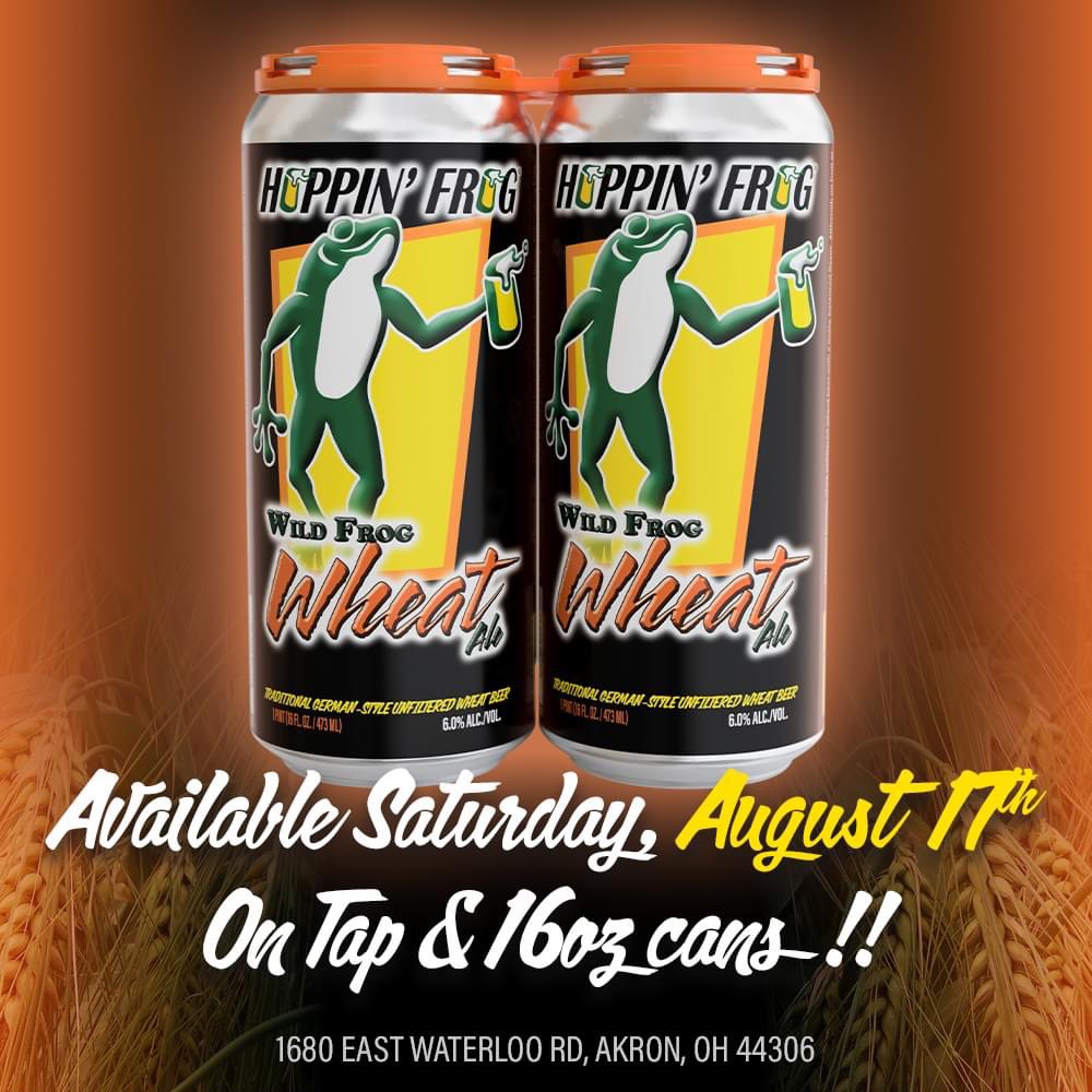 hoppinfrog's tweet image. It's been a while since we've made our super refreshing Wild Frog Wheat Ale, but it's going to be back on tap &amp;amp; in 16oz cans starting Saturday, August 17th!

Visit us at 1680 East Waterloo Rd, Akron, OH 44306 or online at HoppinFrog.com

#ohiobeer #akronbeer #wheatale