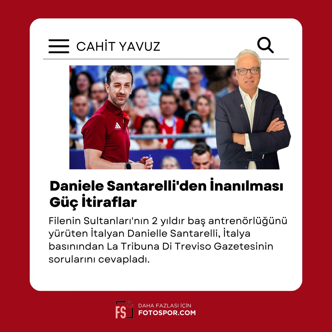 EfsaneFotospor's tweet photo. DANIELE SANTARELLI'DEN İNANILMASI GÜÇ İTİRAFLAR

Fotospor köşeyazarı Cahit Yavuz, Filenin Sultanlarının 2 yıldır baş antrenörlüğünü yürüten Daniele Santarelli'nin röportajını değerlendirdi. 

Okumak için:
( https://t.co/R350wJphVO )