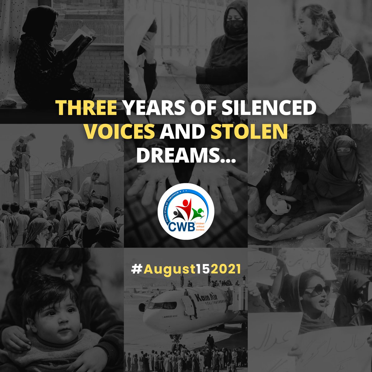 OrgCWB's tweet photo. The de facto government has taken over our nation for 3 years, shattering countless dreams and silencing numerous voices. Women and girls lived with uncertainty, fear, and oppression, unable to freely express themselves or pursue their hopes and dreams…💔

#LetAfghanGirlsLearn https://t.co/DH1c4hnKwy