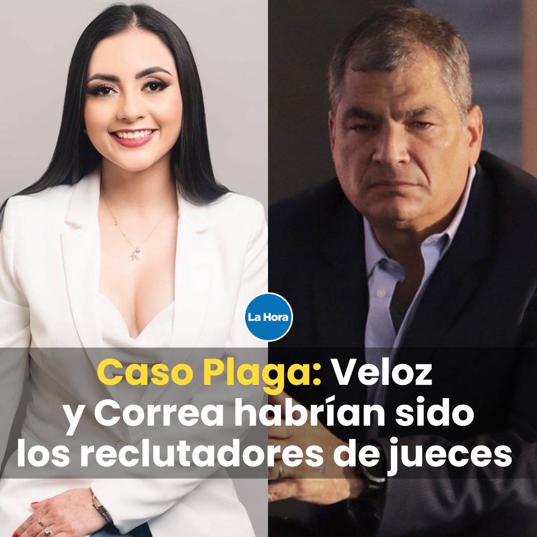 lahoraecuador's tweet photo. Lenin V., testigo protegido del caso Plaga, mencionó a Rafael Correa, prófugo de la Justicia, y a Viviana Veloz, asambleísta correísta, 🗣️ durante su testimonio anticipado los señaló como los encargados de reclutador a jueces. 👀 Conoce los detalles del caso. 👉🏽https://t.co/FJrgtfQxIv