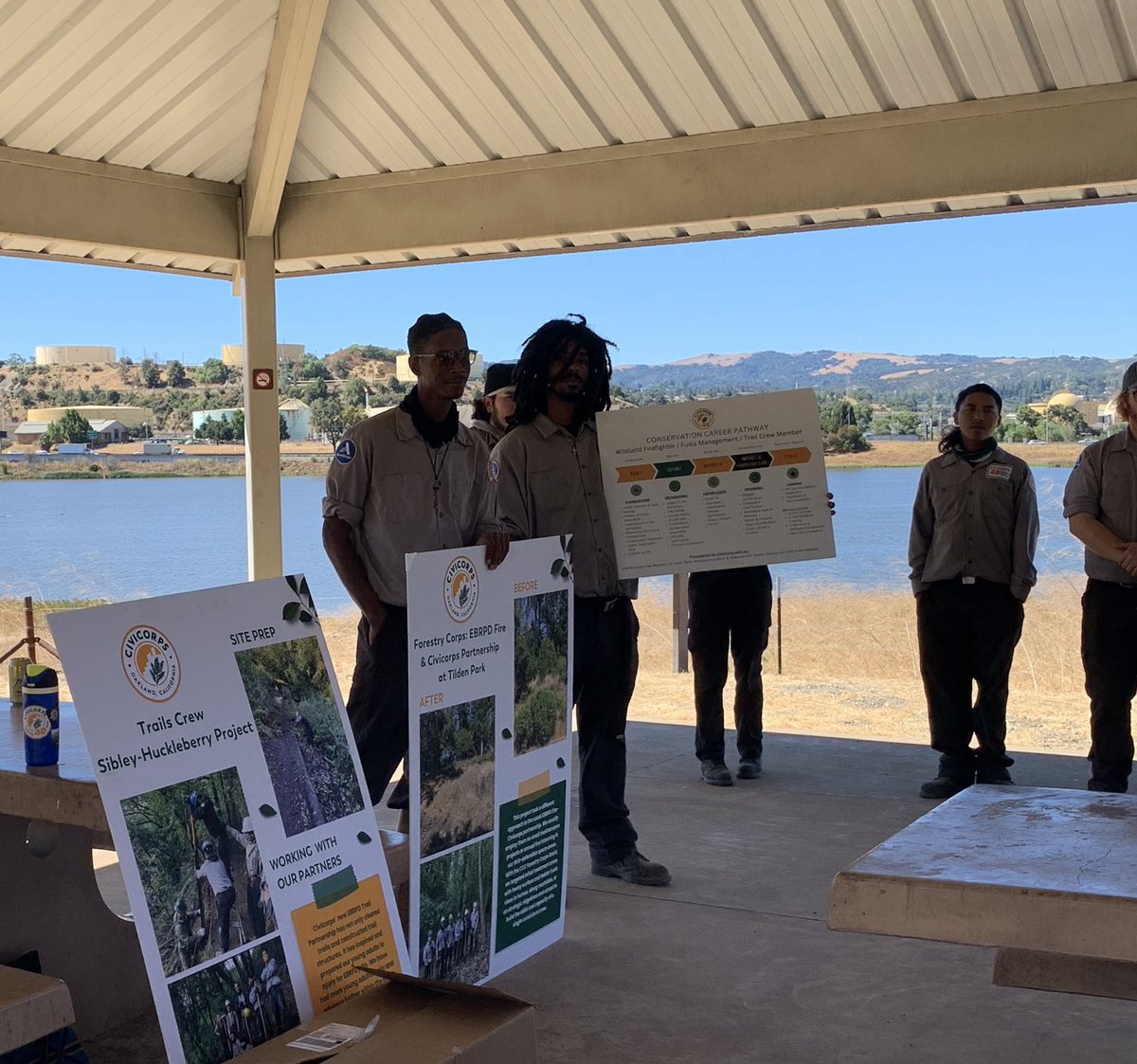 EBRPDGovAffairs's tweet photo. A great time with @Civicorps discussing #GreenJobs and #PathwaysforAll at @EBRPD's Waterbird Preserve. Thank you for your decades of community work and partnership! Thank you @RepDeSaulnier for coming and staff from @RepGaramendi @AndersenCandace and @CCCdistrict3! https://t.co/mvZ00XREqs