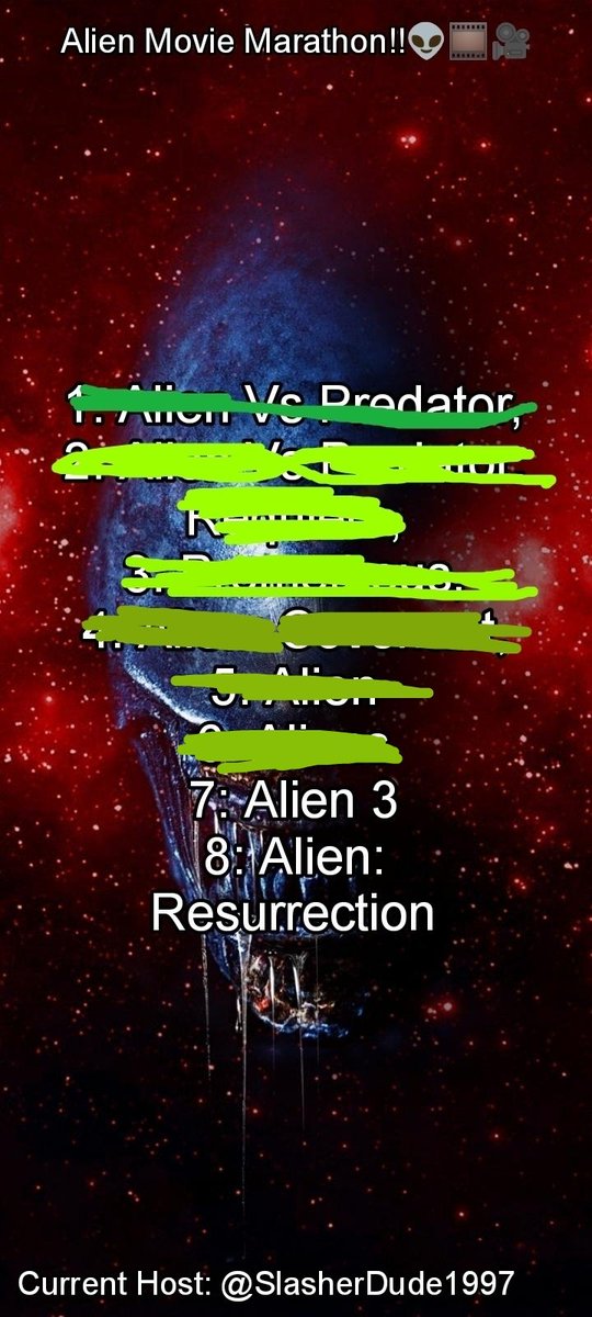 SlasherDude1997's tweet photo. Been out recently so gonna have my chance to finish the movie marathon by today eventually!!
Now it's time for Alien 3!!!
#MovieMarathon #HorrorMovies #HorrorFilms #MovieAddicts #MovieAddict #HorrorFan #HorrorFans #Thursday #Edit https://t.co/v13gLiDacV