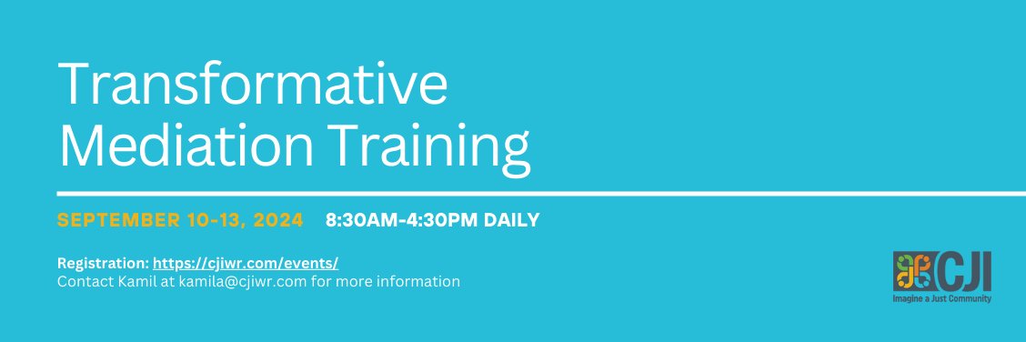 Join us this September for Transformative Mediation training! Register and learn more here: zurl.co/Vdeq