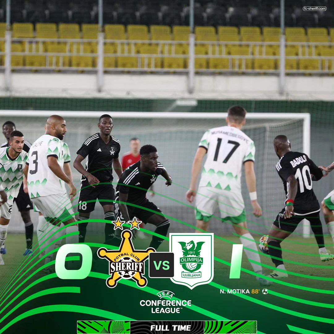 🏁 Final del partido en Tiraspol.

⚫️ Sheriff Tiraspol 0-1 Olimpija Ljubljana 🟢                                        
                                       (0-4)

Con esta derrota damos por terminado nuestro camino por Europa... 

Volveremos más fuertes. ⭐️⭐️