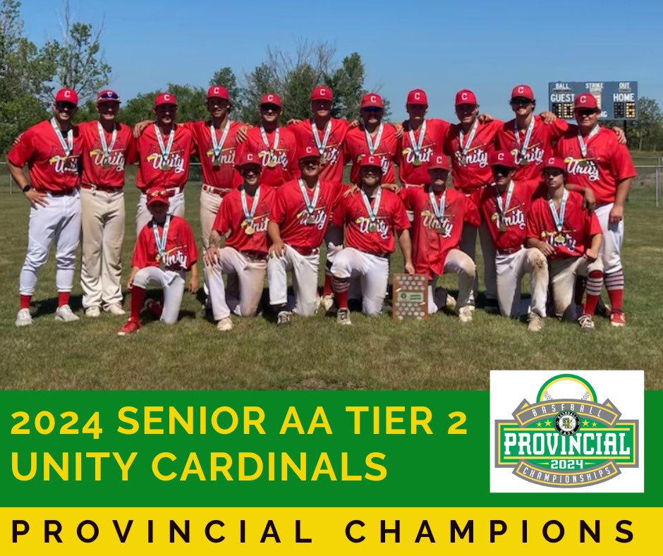 Congratulations to the Unity Cardinals who are the 2024 Senior AA Tier 2 Provincial Champions!