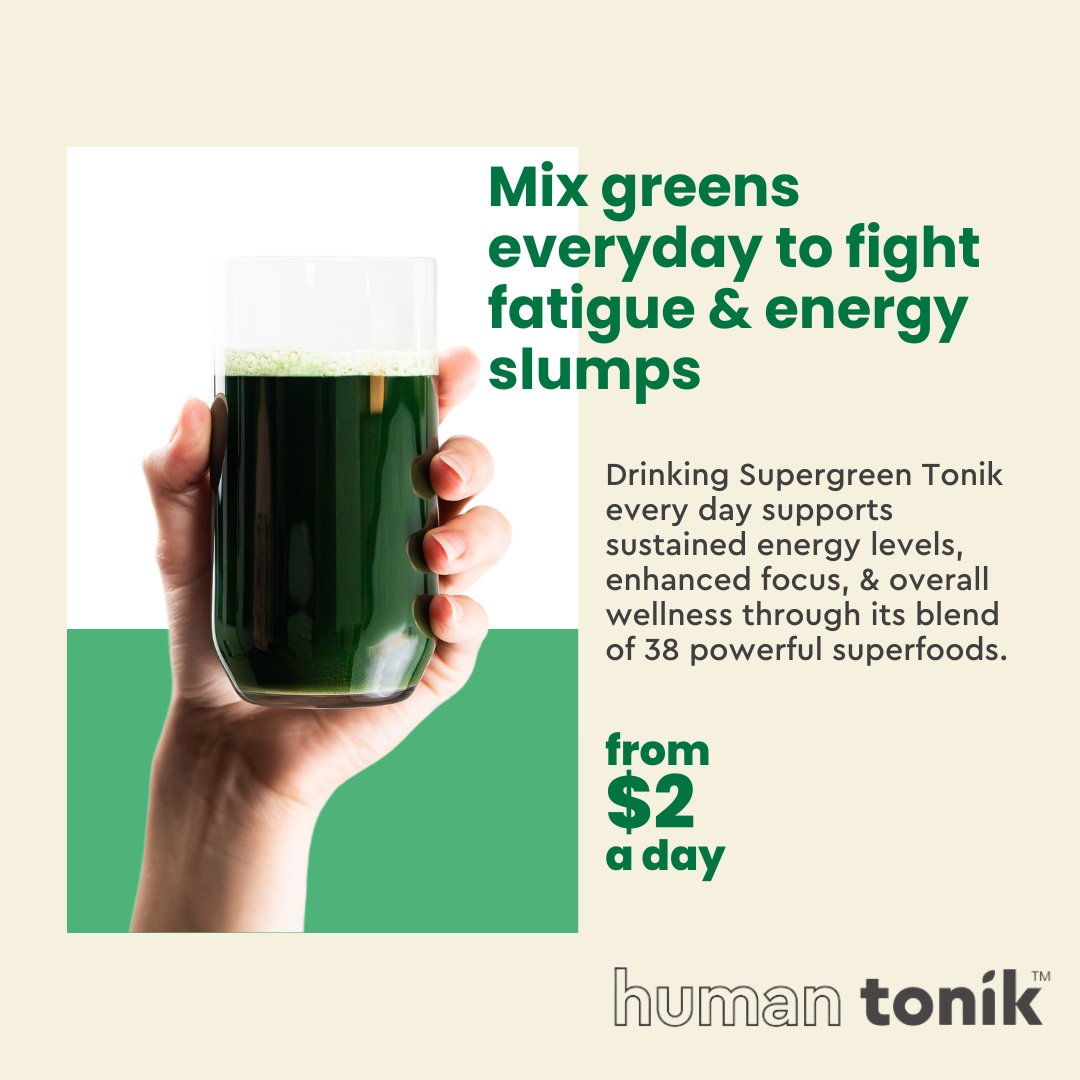 HumanTonik's tweet photo. Transform your health for as little as $2 a day with Supergreen Tonik! 🌱💚 Packed with 38 superfoods to boost energy and focus, it's a powerful investment in your wellness. Elevate your daily routine without breaking the bank 🌿

#humantonik #supergreentonik #healthinvestment https://t.co/HM5bLks80b