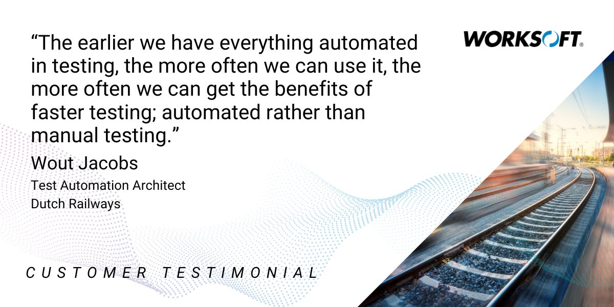 Read the Worksoft blog and discover how Dutch Railways used #AutomatedTesting powered by the Worksoft platform to smooth transition, reduce risk, and improve collaboration during their journey to #S4HANA. 

Read now: hubs.ly/Q02Lt9l90