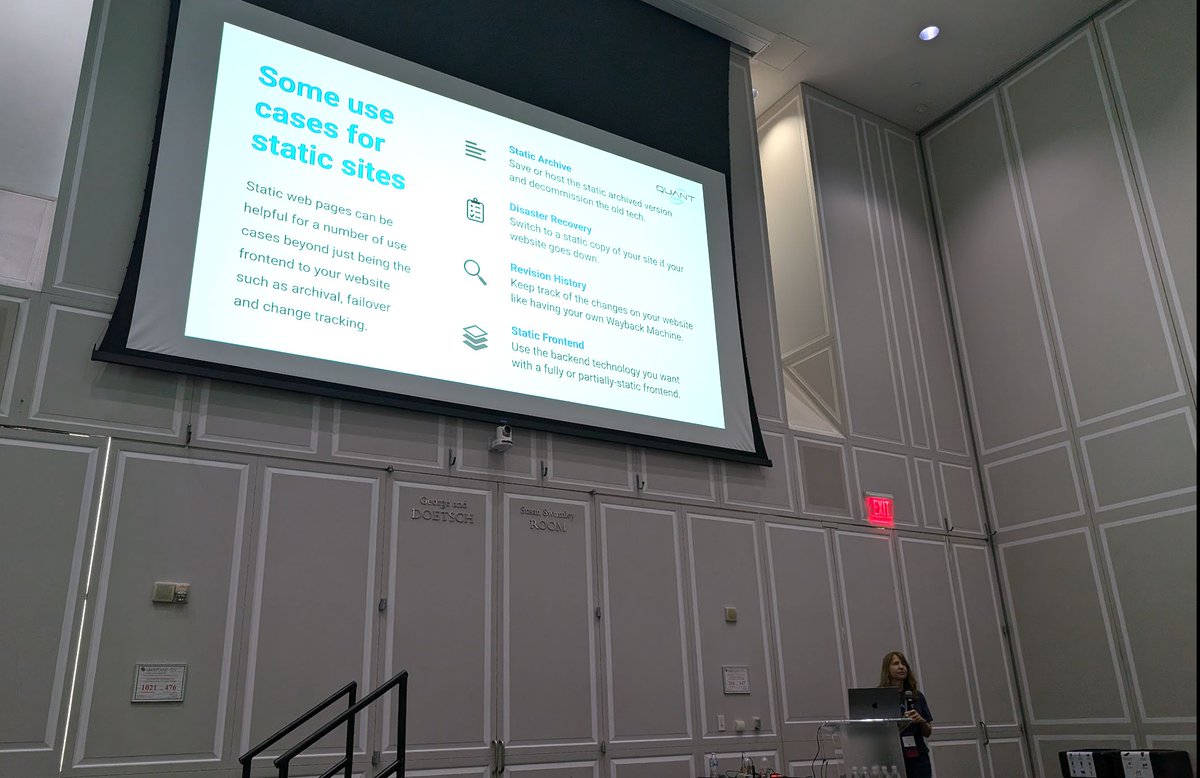 McDwayne's tweet photo. Secure, Performant, Scalable and Green: The big wins of a static Drupal website
Kristen Pol, QuantCDN co-founder
#DrupalGovCon https://t.co/kSeFLA0zoI