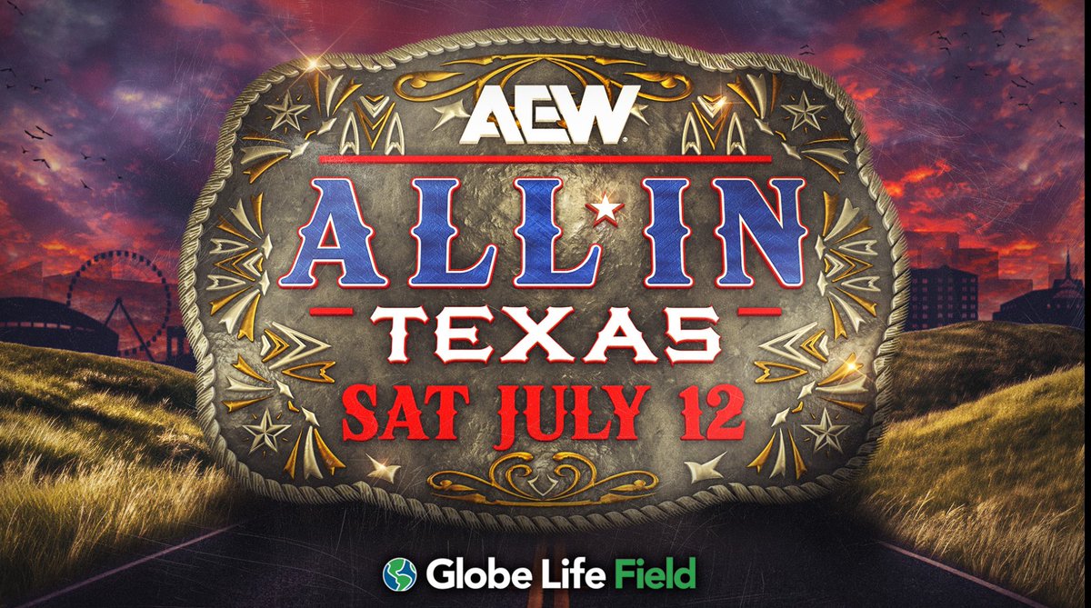 Samantha_1713's tweet photo. #FromTheInbox: Globe Life Field in Arlington, Texas will host #AEWAllIn on July 12, 2025. This will be AEW’s first PPV in Texas, as well as its American stadium debut. 

Sign up for pre-sale info here: https://t.co/y0XczSe6pr https://t.co/QWQAgS988h