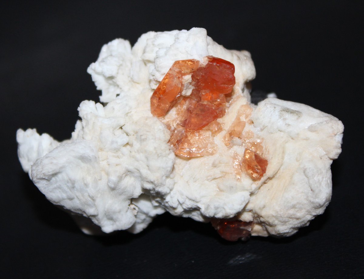 DominionGems's tweet photo. Spessartine Garnet on Albite from the Hercules Dike, Little 3 Mine, Ramona, San Diego County, California USA.  SOLD. https://t.co/RM0W7wNxuI
