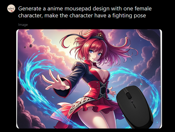 Creating a mousepad company has never been more accessible. 

1. Create a Twitter account

2. Buy premium for checkmark + AI

3. Generate a vague text talking about poron, anti-slip base and smooth glide.

4. Generate a design anime girl design with Grok

5. Create a Shopify shop