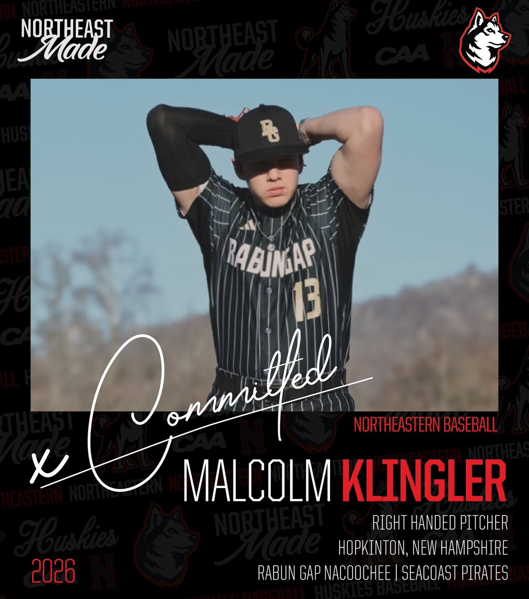 Malcolm Klingler (@malcolmklingle1) on Twitter photo Extremely blessed to continue my academic and athletic career at Northeastern University. Thank you to God, along with my family, friends and coaches who helped me along the way. Go Huskies!!! #committed <a href="/bigdawgbaseball/">Coach Wright - Rabun Gap/ BDB Dev./ Team USA 🇺🇸</a> <a href="/DMcKillopJR/">Coach McKillop</a> <a href="/NU_Bsb_Recruits/">Northeastern Baseball Recruiting & Analytics</a> <a href="/seacoastpirates/">Seacoast Pirates Baseball</a> Extremely blessed to continue my academic and athletic career at Northeastern University. Thank you to God, along with my family, friends and coaches who helped me along the way. Go Huskies!!! #committed <a href="/bigdawgbaseball/">Coach Wright - Rabun Gap/ BDB Dev./ Team USA 🇺🇸</a> <a href="/DMcKillopJR/">Coach McKillop</a> <a href="/NU_Bsb_Recruits/">Northeastern Baseball Recruiting & Analytics</a> <a href="/seacoastpirates/">Seacoast Pirates Baseball</a>