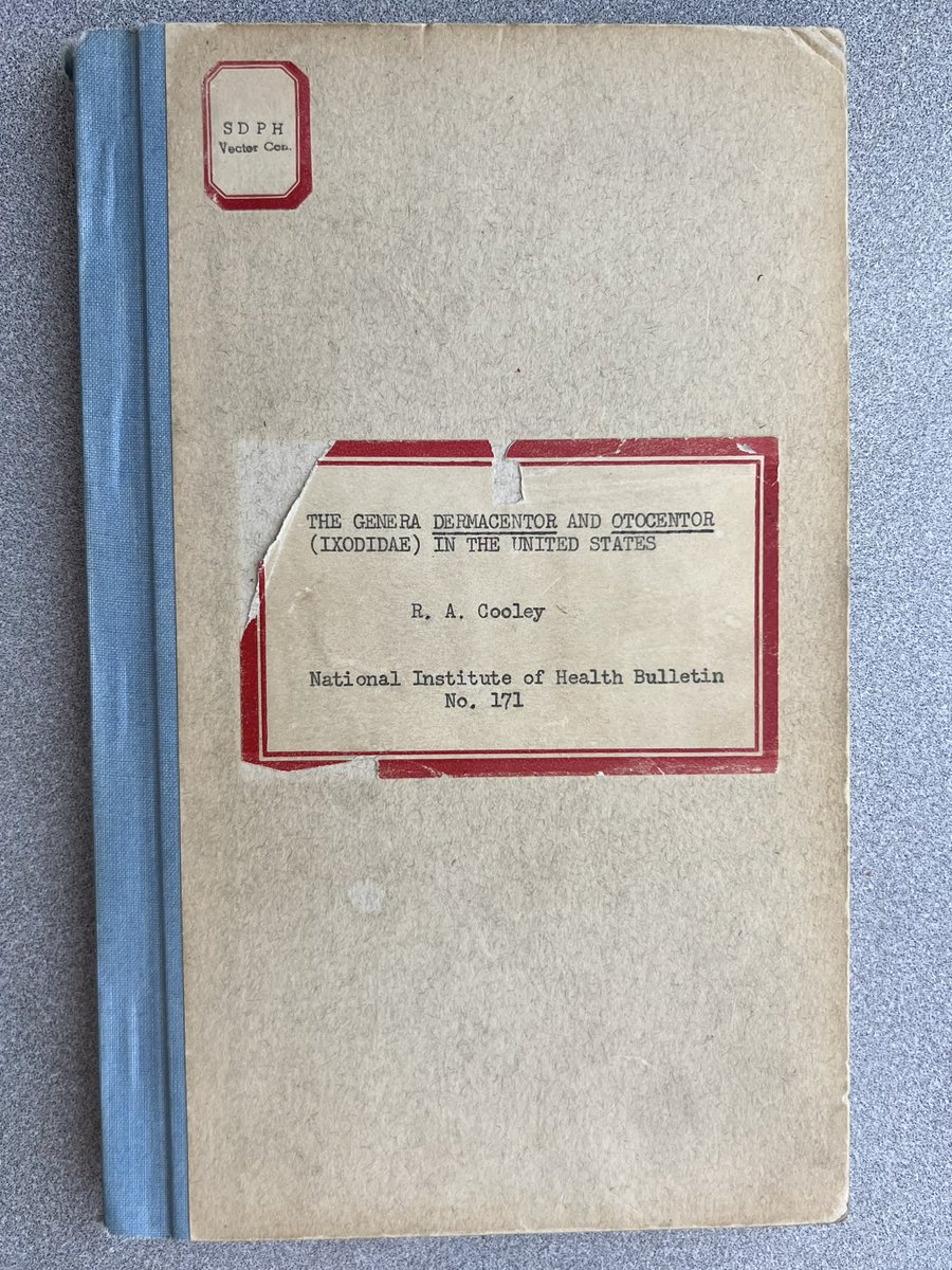 megsquitophd's tweet photo. Love going through our archives - today’s fun finds:

The Genera Dermacentor and Otocentor, R.A. Cooley, 1938

Information Concerning The North American Fever Tick, W.D. Hunter &amp; W.A. Hooker, 1907

#medentoAF #ticktalk #vampiresIRL https://t.co/igSrwtwqqP