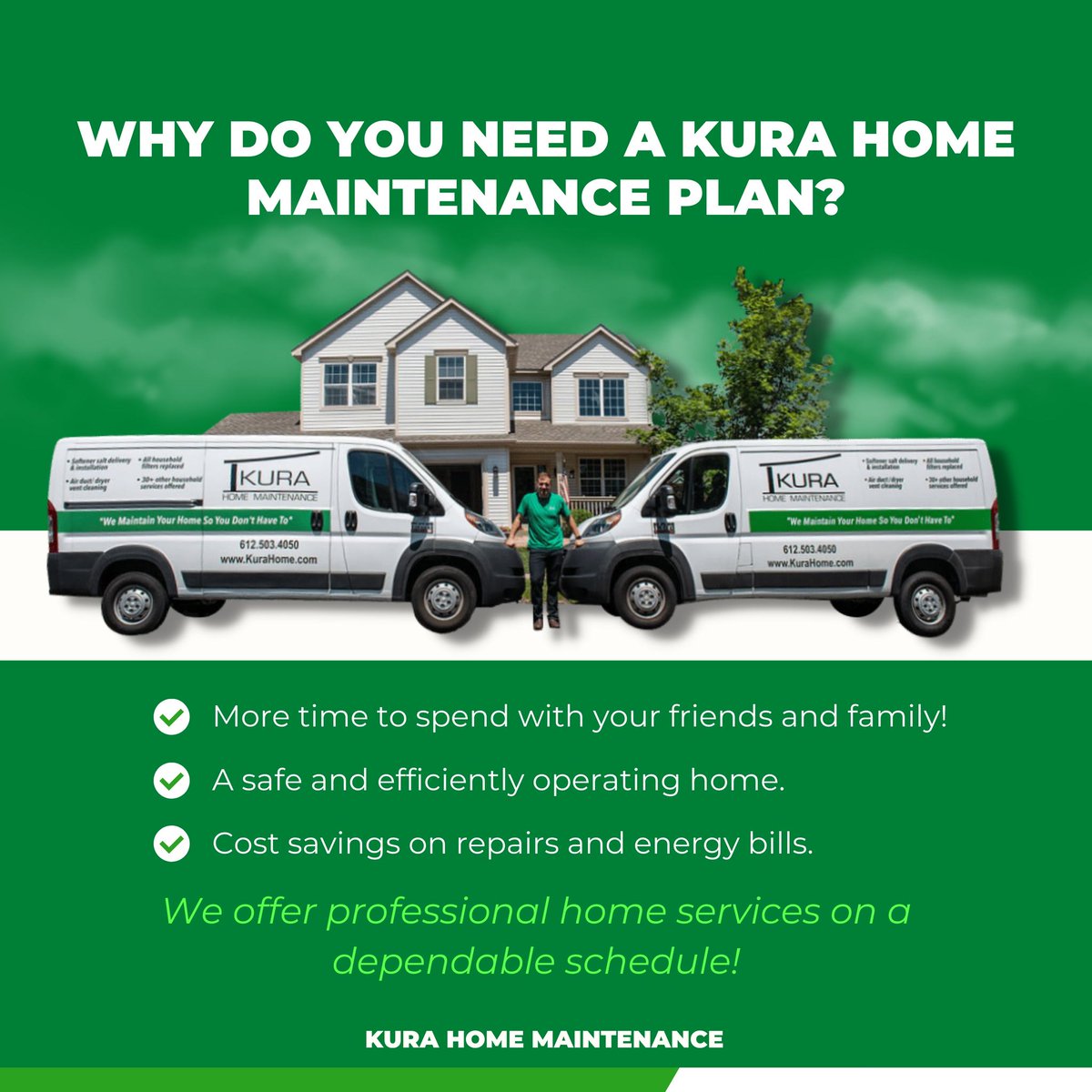 We'll schedule regular, quarterly, or semi-annual visits, and take care of all your routine and preventative home maintenance items.

Ask about our FREE in-home estimate. Message us to learn more! 🙌

kurahomeservices.com

#homemaintenance #springcleaning #coloradohomes