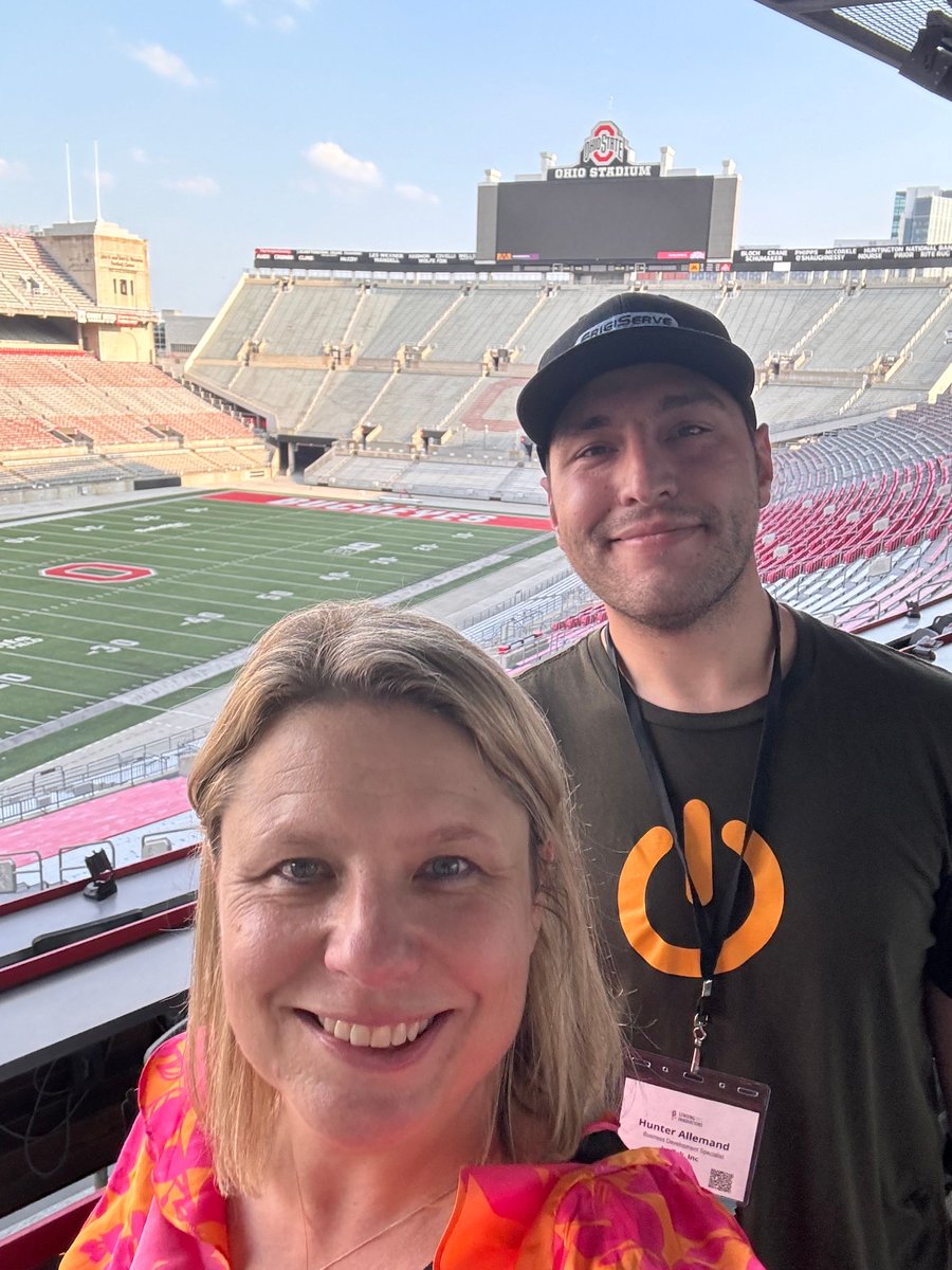 IvyTek's tweet photo. Hi… from Ohio! During Lendings Innovations in Columbus, conference-goers had a chance to visit Ohio Stadium last week. Here’s Sandy Griggs and Hunter Allemand in the stands, representing IvyTek. https://t.co/4dMsf9v6D3